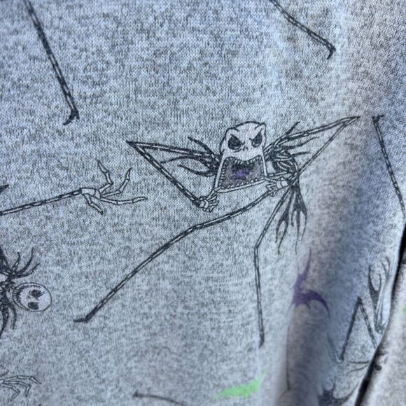Disney Nightmare Before Christmas Jack Skellington Sleep Shirt XS Gray Pullover - Picture 7 of 9